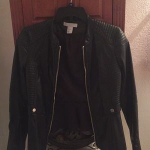 Leather peplum jacket